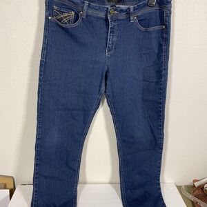 Cache‎ Jeans Womens 14 Blue Dark Wash Stretch Mid Rise Denim Pants